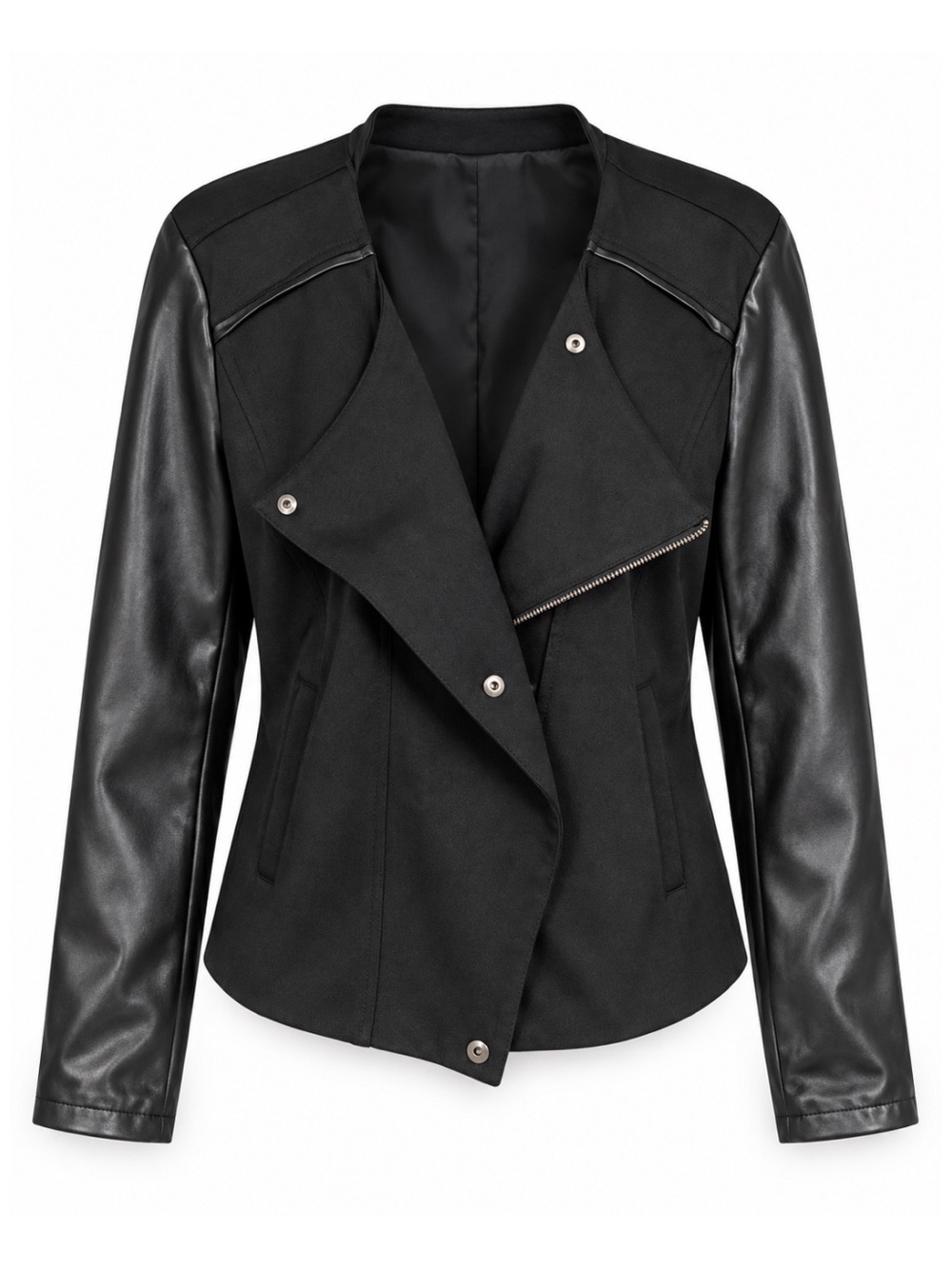 NWT Jones New York Black Faux Leather Moto Jacket Womens Size XL NEW